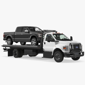 Ford F650 Tow Truck with Ford F 150 SuperCrew Rigged 3D