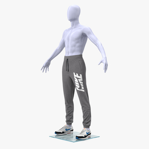 3D Grey Nike Joggers and Sneakers on Mannequin model