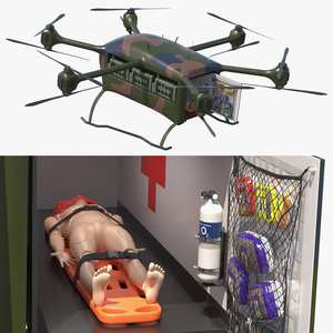 3D Medical Evacuation Drone and Stretcher model