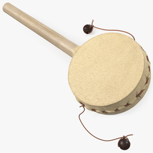 3D Vintage Rattle Drum Folk Toy model