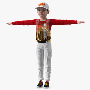 3D model Asian Child Boy Street Style T-pose