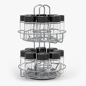 Round Spice Organizer with Empty Jars 3D