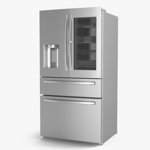 4-Door French Door Fridge Silver 3D