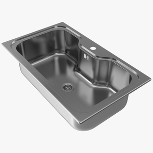 3D Wide Single Bowl Stainless Steel Inset Sink model