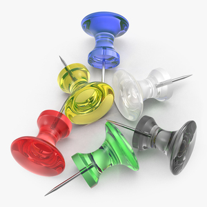 Transparent Colored Push Pins 3D model