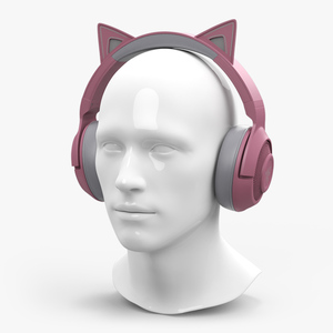3D Mannequin Head Wearing Razer Kraken BT Kitty Edition Turned Off model