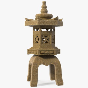 3D Stone Garden Pagoda Statue