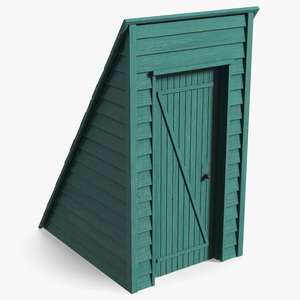 3D Vintage Sloped Style Rooftop Entrance Green model