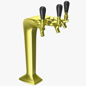 3D model Triple Beer Tap Faucet Brass Draft Beer Tower