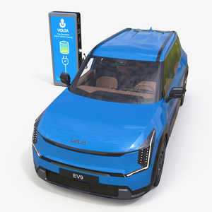 KIA EV9 Electric SUV with Charging Station 3D