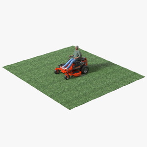 3D model Elderly Man on Simplicity Lawn Mower Fur