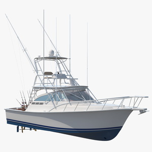 Fishing Boat with Fishing Fighting Chair and Rods 3D model