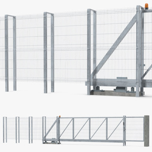 Industrial Mesh Gates Steel 3D