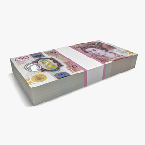 3D British Currency 50 Pounds Pack