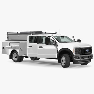 3D White Ford Super Duty F550 with Service Body Rigged