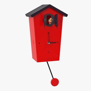 3D Automated Cuckoo Clock Red Rigged model