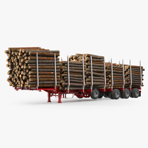 Logging Trailer Manac with Small Logs 3D