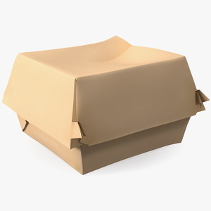 Burger Box Brown Paper 3D