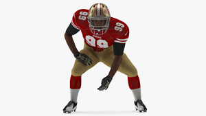 3D San Francisco 49ers American Football Player Crouching Fur model