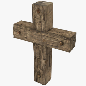 Wooden Cross Weathered 3D