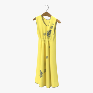 Dress On Hanger Yellow 3D