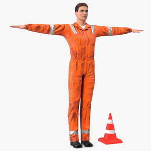 Dirty Road Worker T-Pose 3D model