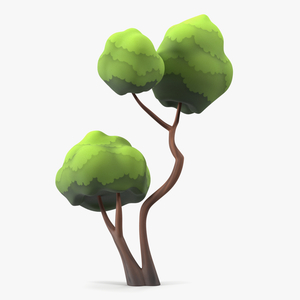 Small Double Tree Cartoon Style Handpaint Texture 3D model