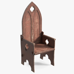 3D model Old Gothic Medieval High Back Chair