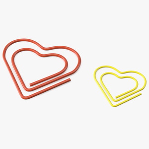 3D Paper Clip Heart Shape Color model